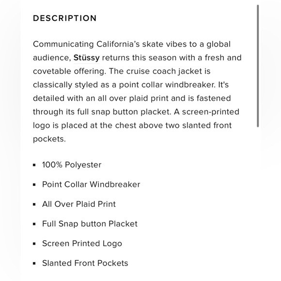 Stussy Cruize Coach Jacket Plaid - Picture 8 of 16